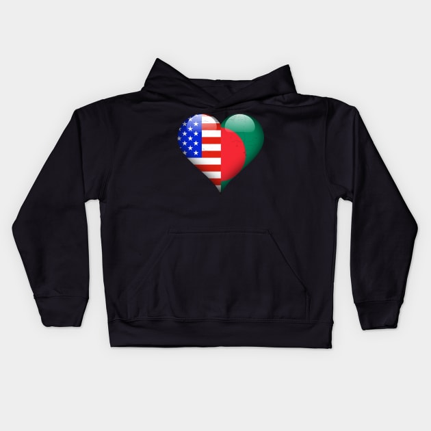 Half American Half Bengali - Gift for Bengali From Bangladesh Kids Hoodie by Country Flags